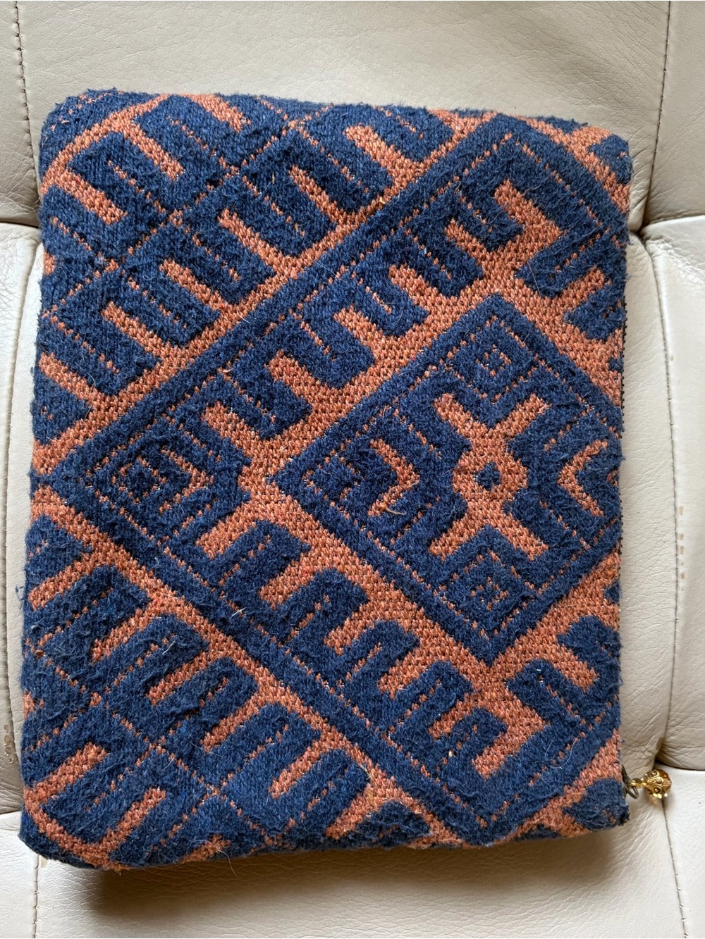 Woven Geometric Pattern Clutch - Blue & Rust Universal Thread - Picture 2 of 3
